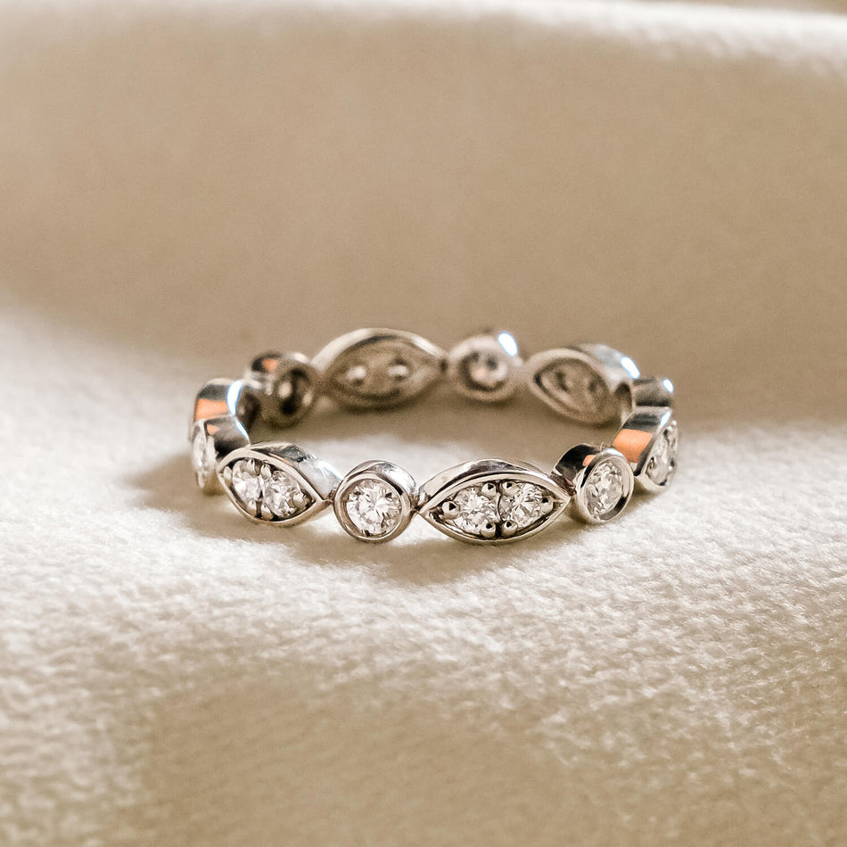 Vault #11 - 0.65cttw "Marquise" & Round Diamond Eternity Ring in Platinum