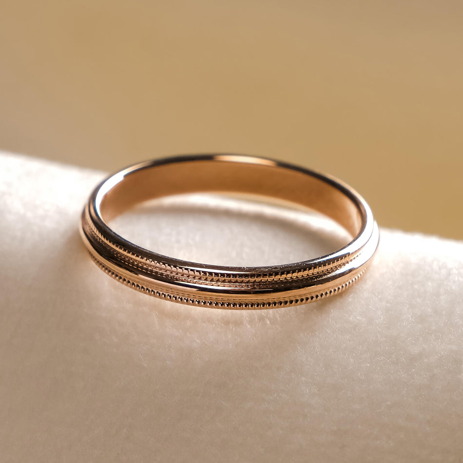 Vault #13 - 3mm Milgrain 14k Rose Gold Band