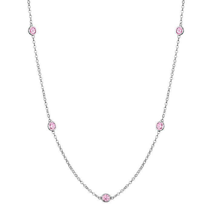 Pink Sapphire Station Necklace Necklaces deBebians 