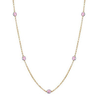 Pink Sapphire & Diamond Heart Station Necklace