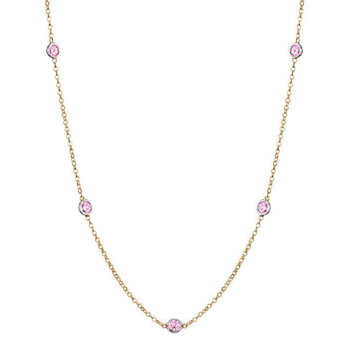Pink Sapphire Station Necklace Necklaces deBebians 