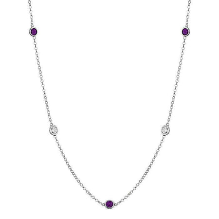 Amethyst and Diamond Station Necklace Necklaces deBebians 