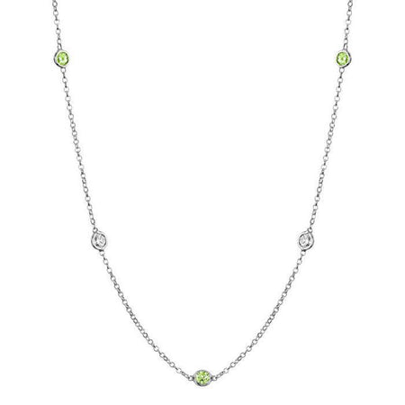 Peridot and Diamond Station Necklace Gemstone Station Necklaces deBebians 