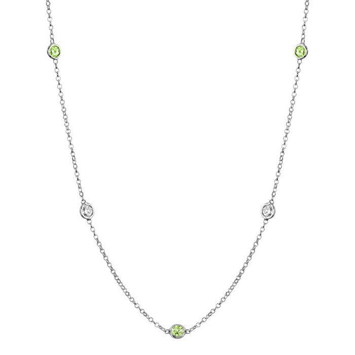 Peridot and Diamond Station Necklace Gemstone Station Necklaces deBebians 