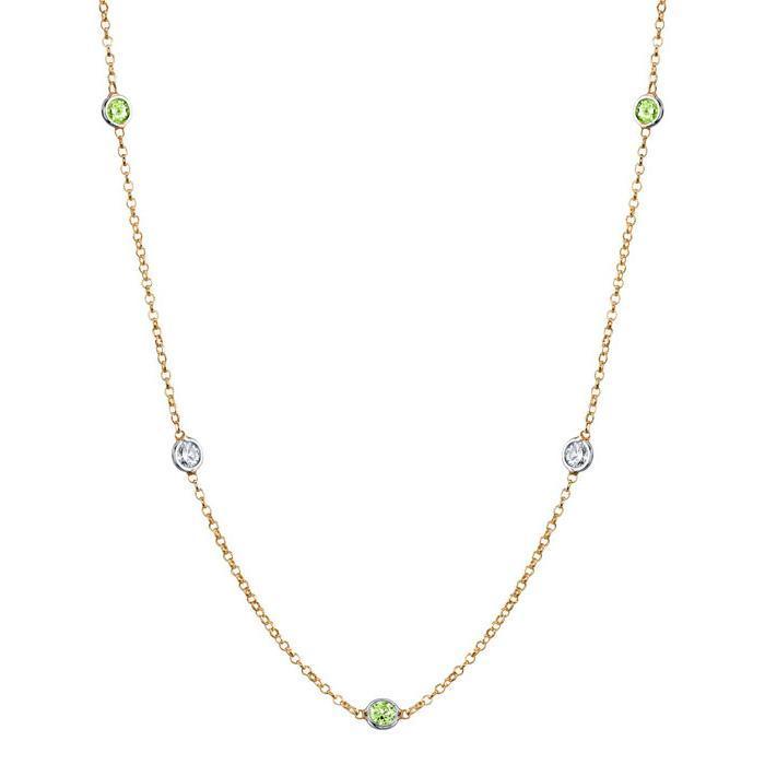 Peridot and Diamond Station Necklace Gemstone Station Necklaces deBebians 