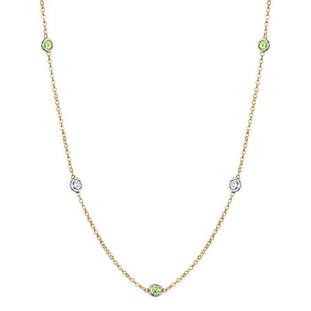 Peridot and Diamond Station Necklace Gemstone Station Necklaces deBebians 