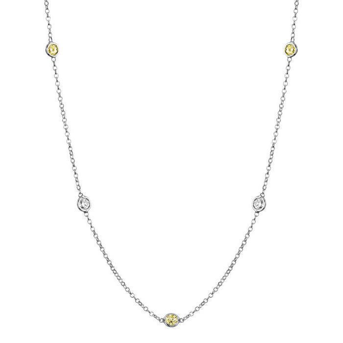 Yellow Sapphire and Diamond Station Necklace Necklaces deBebians 