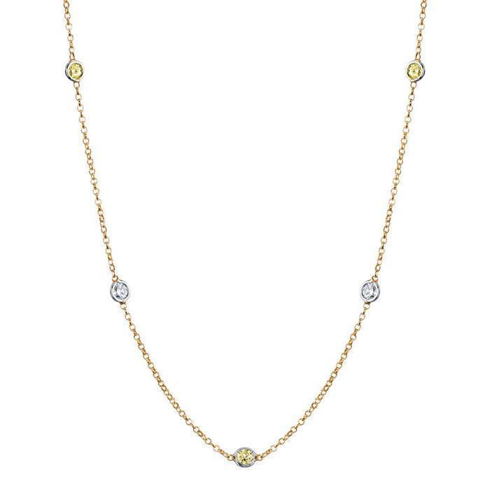 Yellow Sapphire and Diamond Station Necklace Necklaces deBebians 