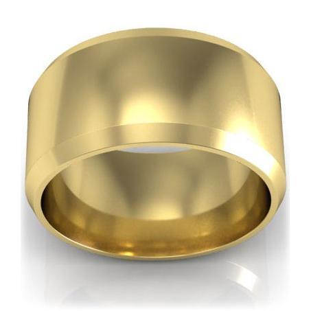 18kt Gold Wedding Ring Beveled 10mm Plain Wedding Rings deBebians 