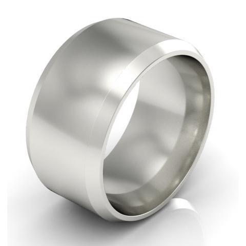 18kt Gold Wedding Ring Beveled 10mm Plain Wedding Rings deBebians 
