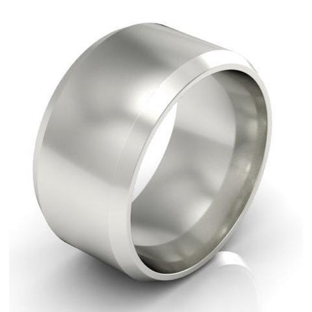 Platinum Wedding Band 10mm Beveled Platinum Wedding Rings deBebians 