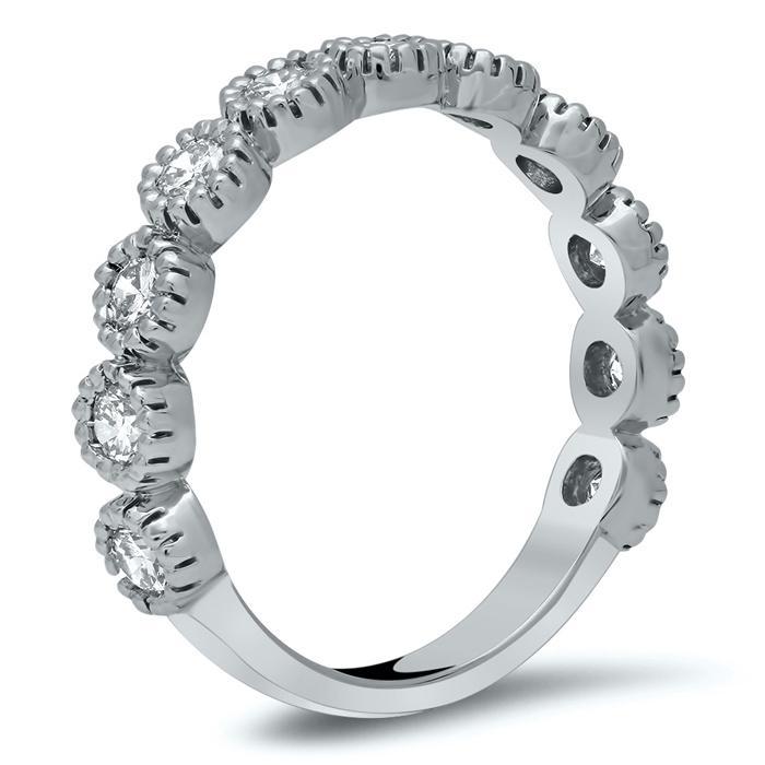 11 Stone Bezel Diamond Band with Milgrain Diamond Wedding Rings deBebians 