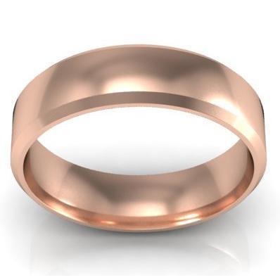 Classic Gold Bevel Band 5mm Plain Wedding Rings deBebians 