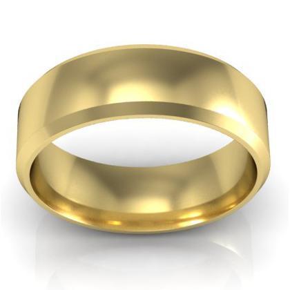 Classic Gold Beveled Band 6mm Plain Wedding Rings deBebians 
