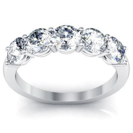 1.50cttw Shared Prong Round Diamond Five Stone Ring Five Stone Rings deBebians 