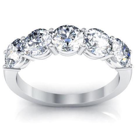 2.00cttw Shared Prong Round Diamond Five Stone Ring Five Stone Rings deBebians 
