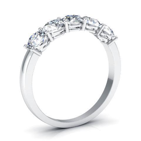 1.00cttw Shared Prong Round Diamond Five Stone Ring Five Stone Rings deBebians 