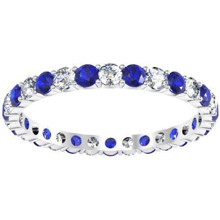 1.00cttw Diamond and Sapphire Eternity Ring Gemstone Eternity Rings deBebians 