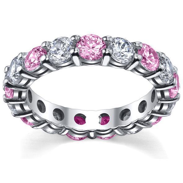 4.00cttw Pink Sapphires and Diamonds Eternity Band Gemstone Eternity Rings deBebians 