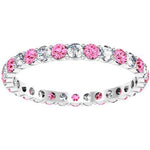 1.00cttw Diamond & Pink Sapphire Eternity Ring Gemstone Eternity Rings deBebians 