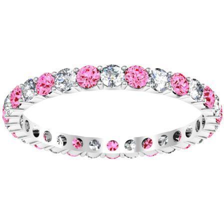 1.00cttw Diamond & Pink Sapphire Eternity Ring Gemstone Eternity Rings deBebians 