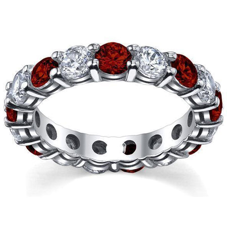 4.00cttw Diamond and Ruby Eternity Ring Gemstone Eternity Rings deBebians 