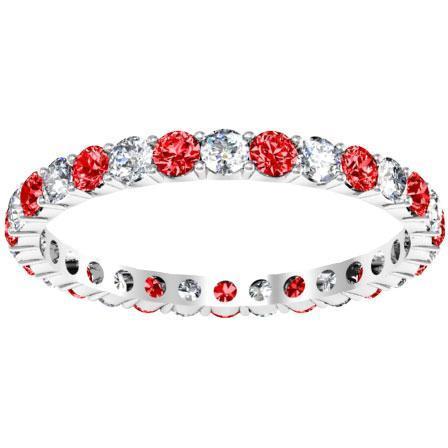 One Carat Diamond and Ruby Eternity Ring Gemstone Eternity Rings deBebians 