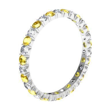 Diamond Yellow Sapphire Eternity Ring 1.00cttw Gemstone Eternity Rings deBebians 