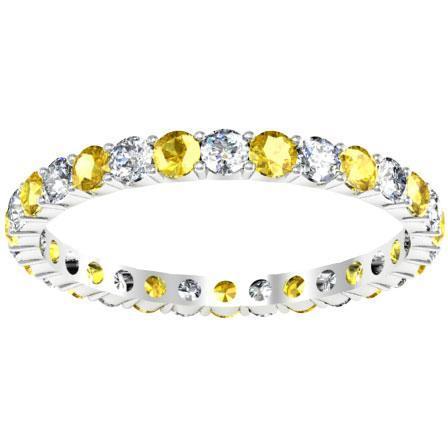 Diamond Yellow Sapphire Eternity Wedding Band Gemstone Eternity Rings deBebians 