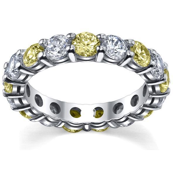 Yellow Sapphire and Diamond Eternity Ring Gemstone Eternity Rings deBebians 