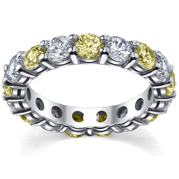 4 Carat Yellow Sapphire and Diamond Eternity Wedding Band Gemstone Eternity Rings deBebians 