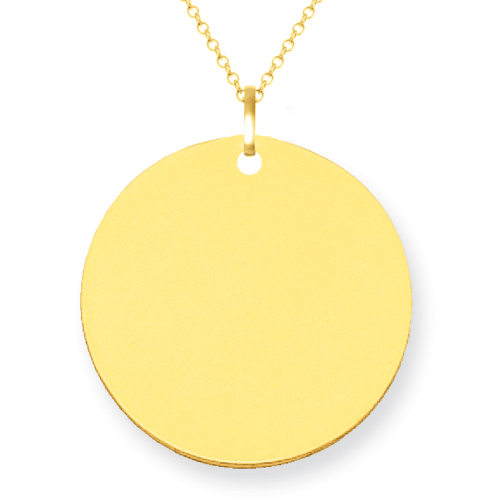 14kt Gold Engravable Disc Pendant 17mm Personalized Necklaces deBebians 