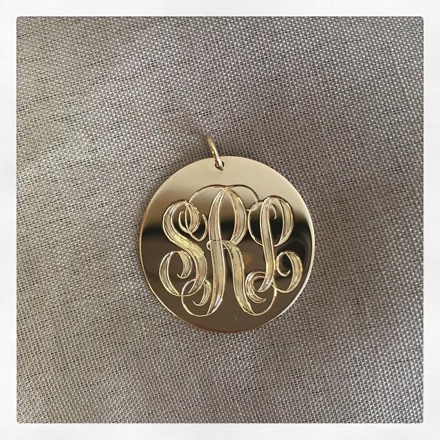 14kt Gold Disc Pendant Necklace 23mm Personalized Necklaces deBebians 