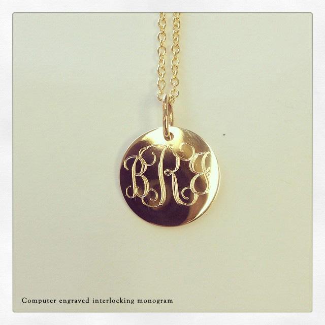 14kt Gold Disc Pendant 12mm Personalized Necklaces deBebians 