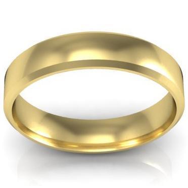 Gold Beveled Wedding Ring 4mm Plain Wedding Rings deBebians 