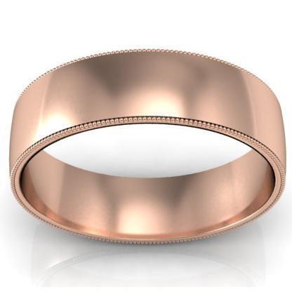 Gold Milgrain Band for Women 6mm Plain Wedding Rings deBebians 