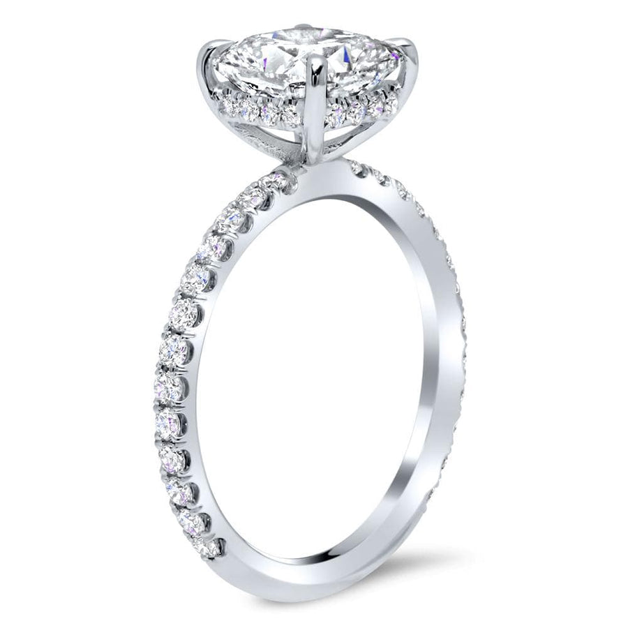 Petite Pave Engagement Ring Setting Diamond Accented Engagement Rings deBebians 