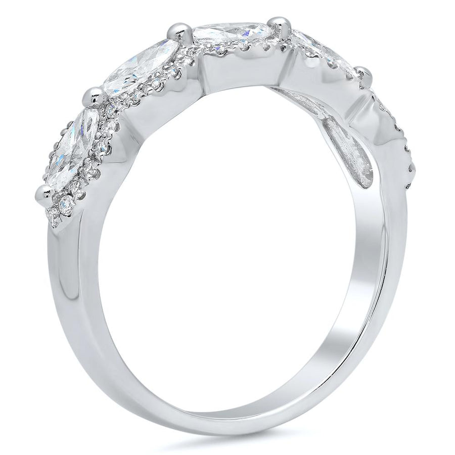 Marquise and Round Diamond Pave Ring Diamond Wedding Rings deBebians 