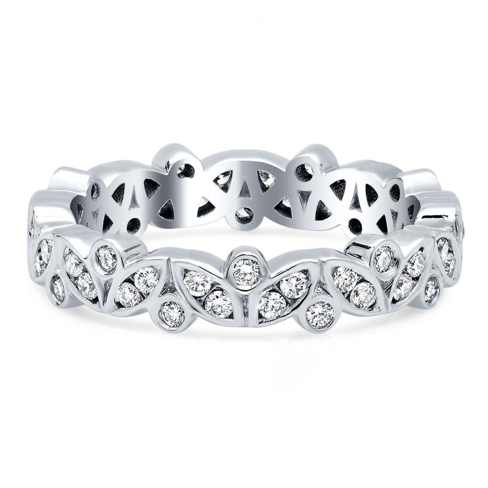 Marquise & Round Diamond Channel & Bezel Set Eternity Ring - 0.50 cttw Diamond Eternity Rings deBebians 