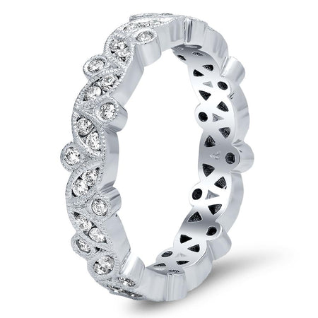 Marquise & Round Diamond Channel & Bezel Set Eternity Ring - 0.50 cttw Diamond Eternity Rings deBebians 