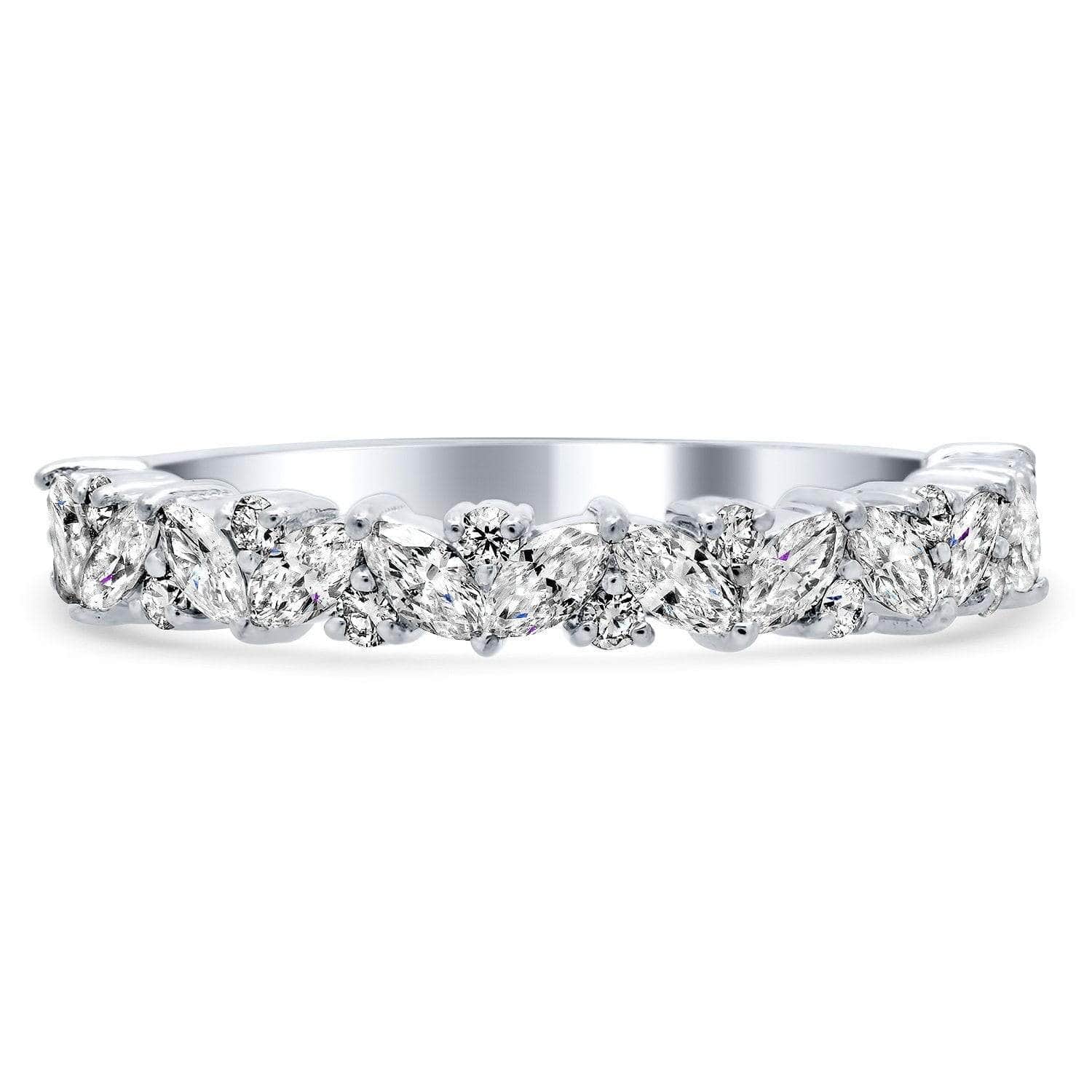 Half Eternity Marquise and Round Laurel Diamond Ring Diamond Wedding Rings deBebians 