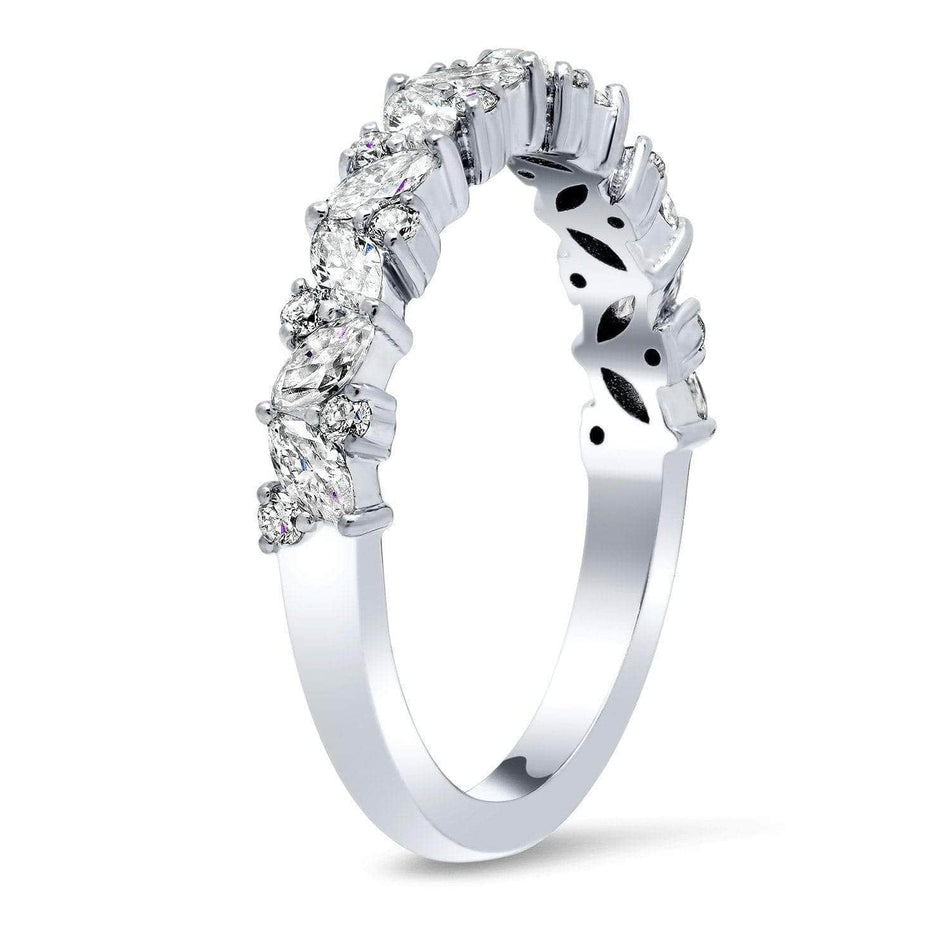 Half Eternity Marquise and Round Laurel Diamond Ring Diamond Wedding Rings deBebians 