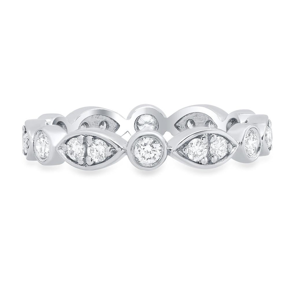 0.65 cttw Marquise & Round Bezel Set Diamond Eternity Ring Diamond Eternity Rings Debebians 