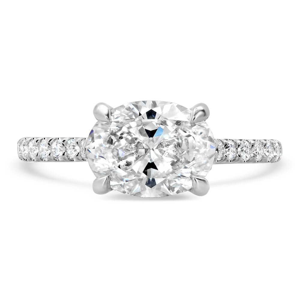 East West Engagement Ring Diamond Accented Engagement Rings deBebians 