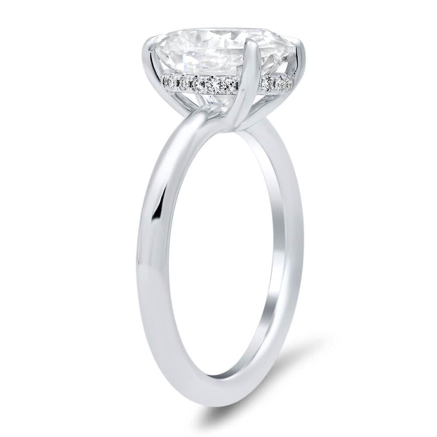 Solitaire Pave Diamond Under Halo Engagement Ring Setting