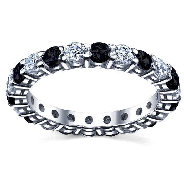 White Diamonds Black Diamonds Eternity Wedding Band Gemstone Eternity Rings deBebians 