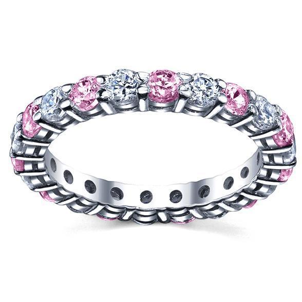 2.00cttw Diamond Pink Sapphires Eternity Band Gemstone Eternity Rings deBebians 