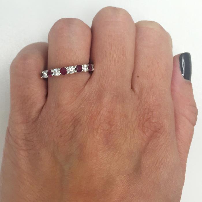 2.00cttw Diamonds and Rubies Eternity Band Gemstone Eternity Rings deBebians 