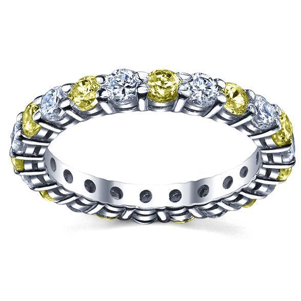 Diamonds and Yellow Sapphire Eternity Ring Gemstone Eternity Rings deBebians 