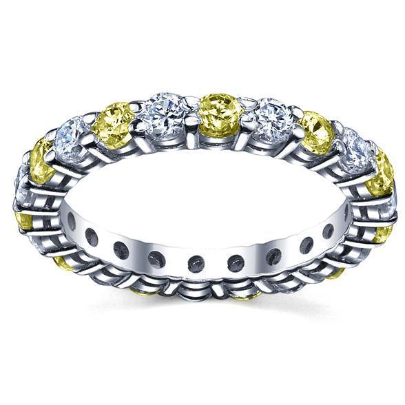 2 Carat Diamonds and Yellow Sapphire Eternity Ring Gemstone Eternity Rings deBebians 